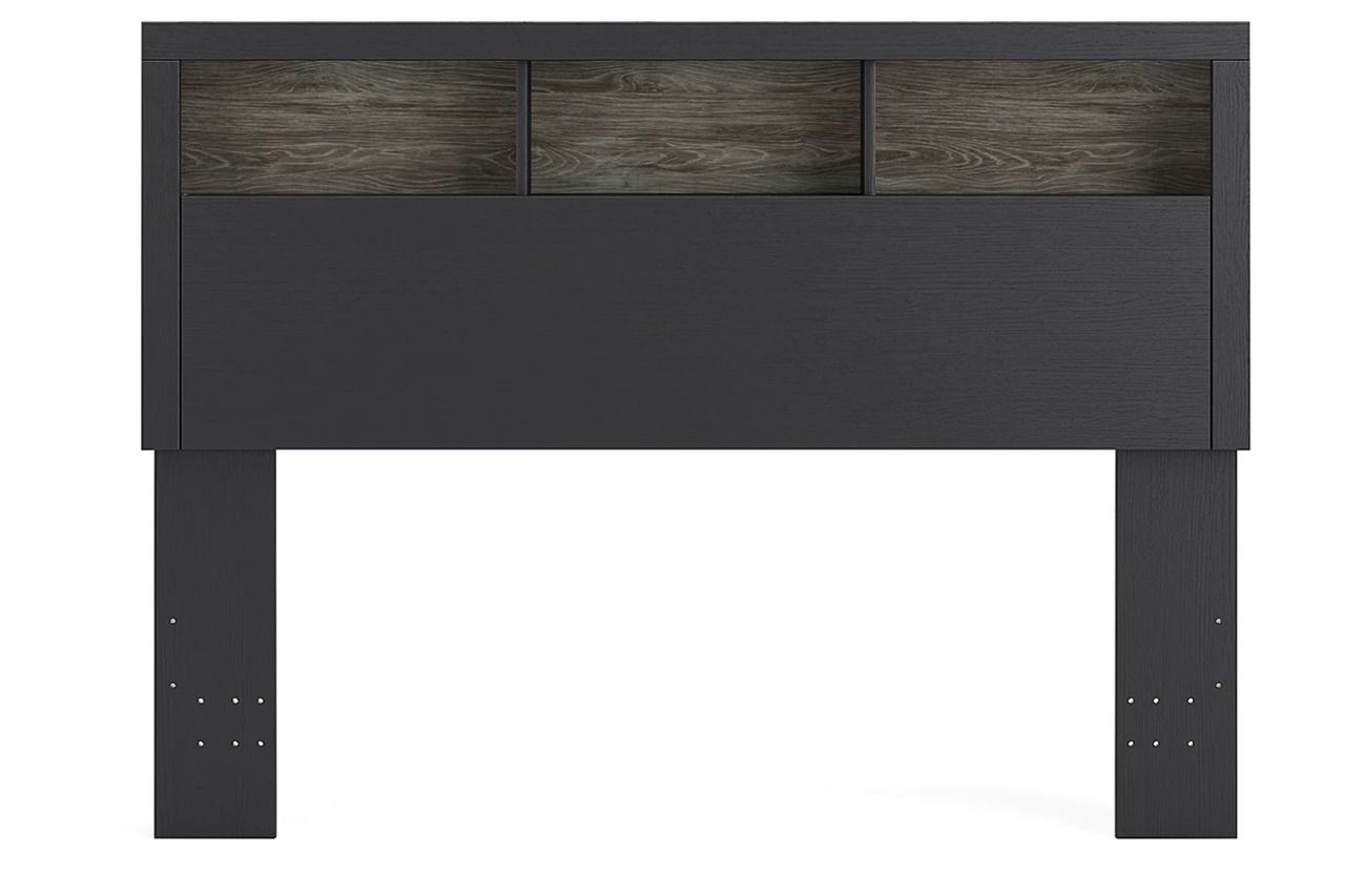 Ryderton Queen Bookcase Headboard In Black and Gray NCB111865