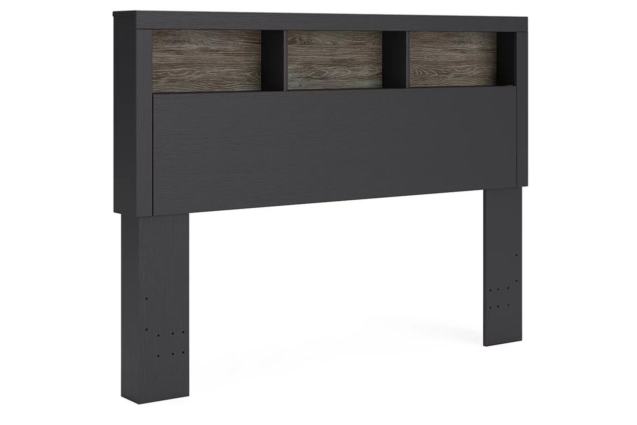 Ryderton Queen Bookcase Headboard In Black and Gray NCB111865
