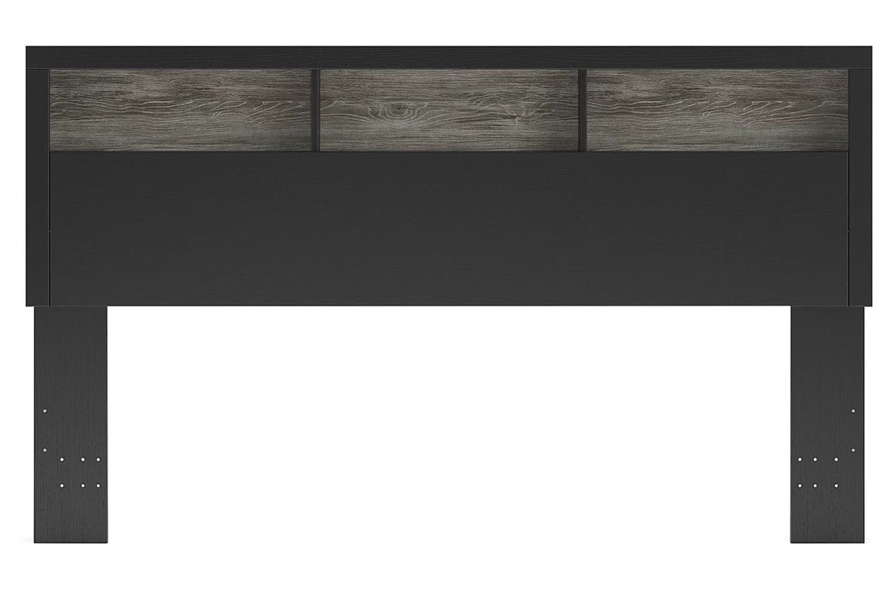 Ryderton King Bookcase Headboard In Black and Gray NCB111869
