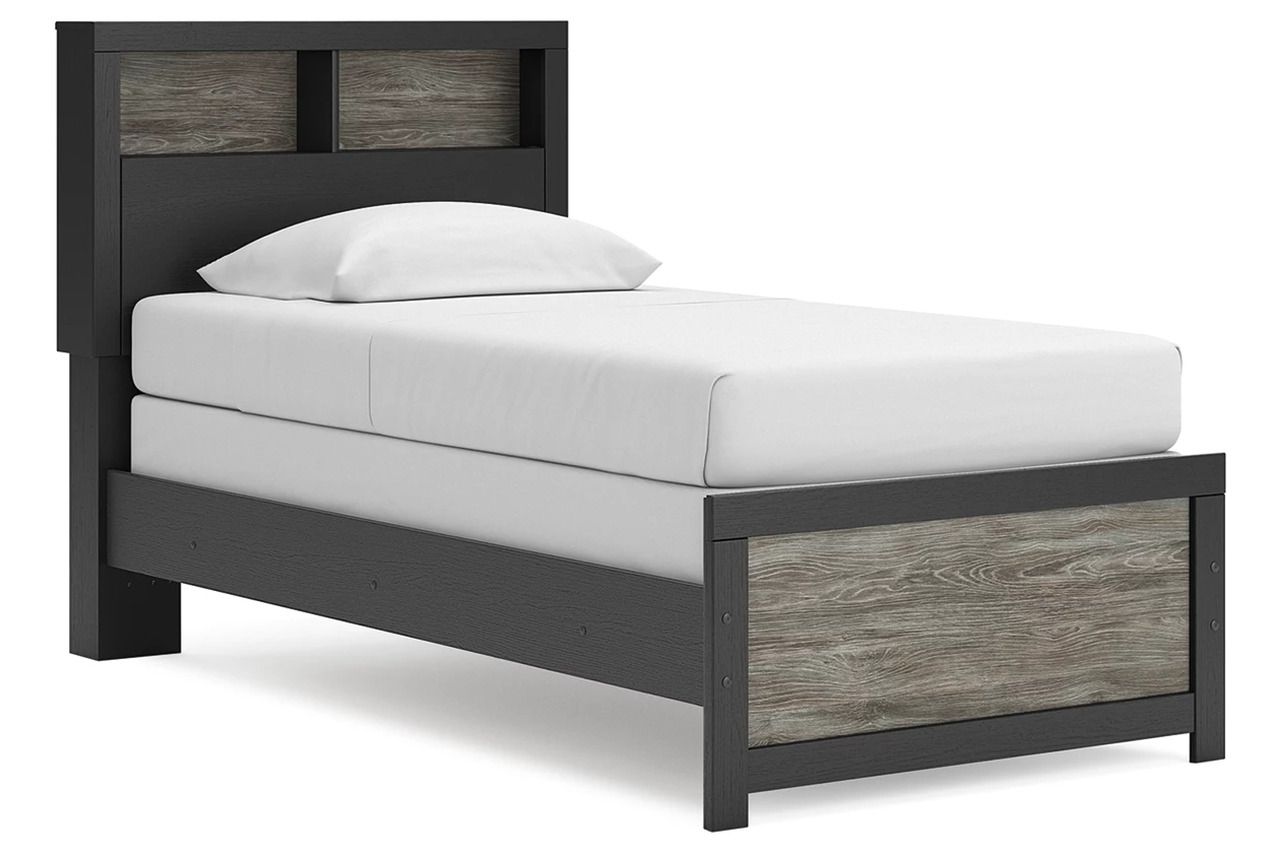 Ryderton Twin Bookcase Bed In Black and Gray NCB1118B12