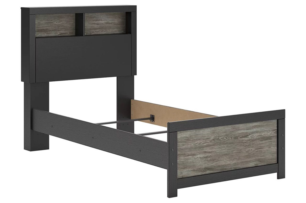 Ryderton Twin Bookcase Bed In Black and Gray NCB1118B12