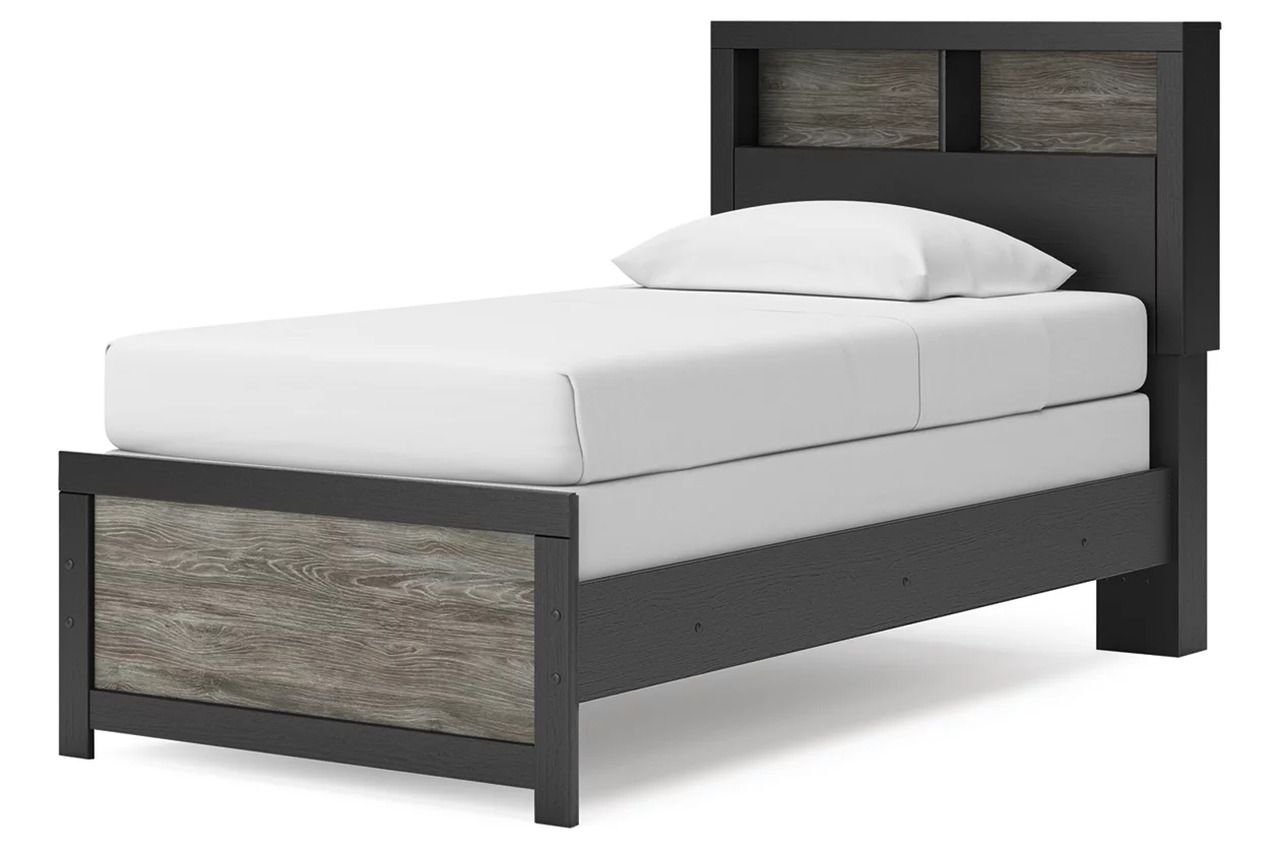Ryderton Twin Bookcase Bed In Black and Gray NCB1118B12