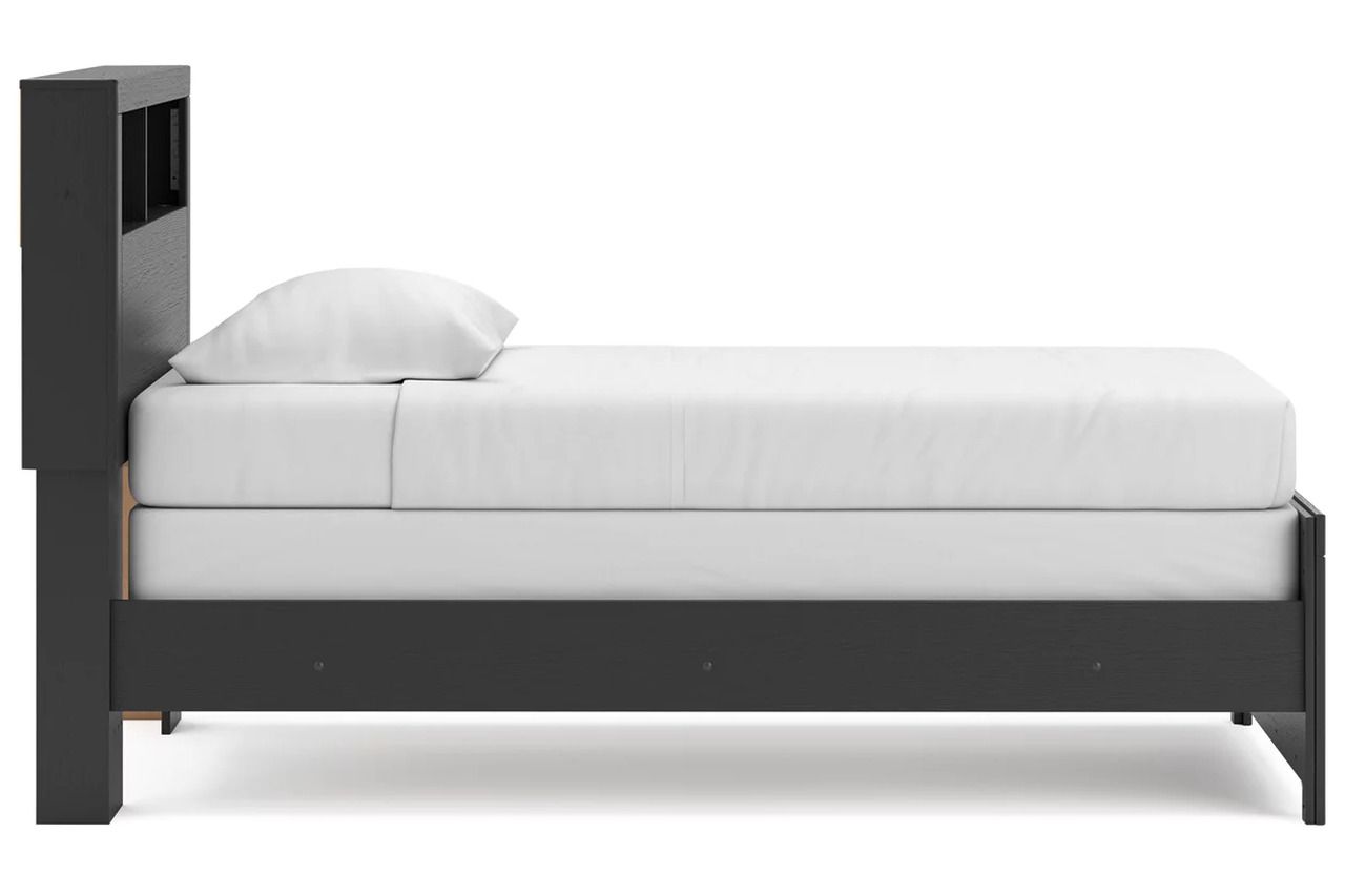 Ryderton Twin Bookcase Bed In Black and Gray NCB1118B12