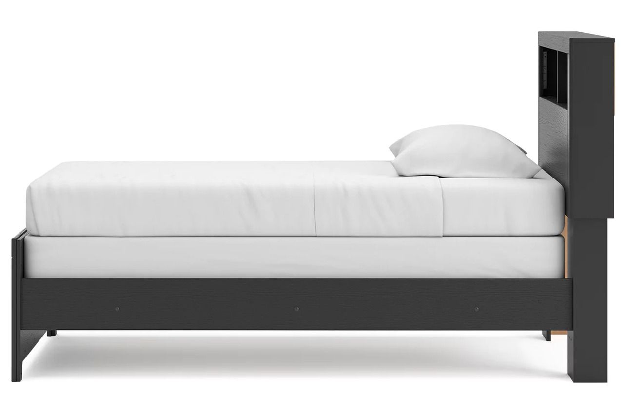 Ryderton Twin Bookcase Bed In Black and Gray NCB1118B12