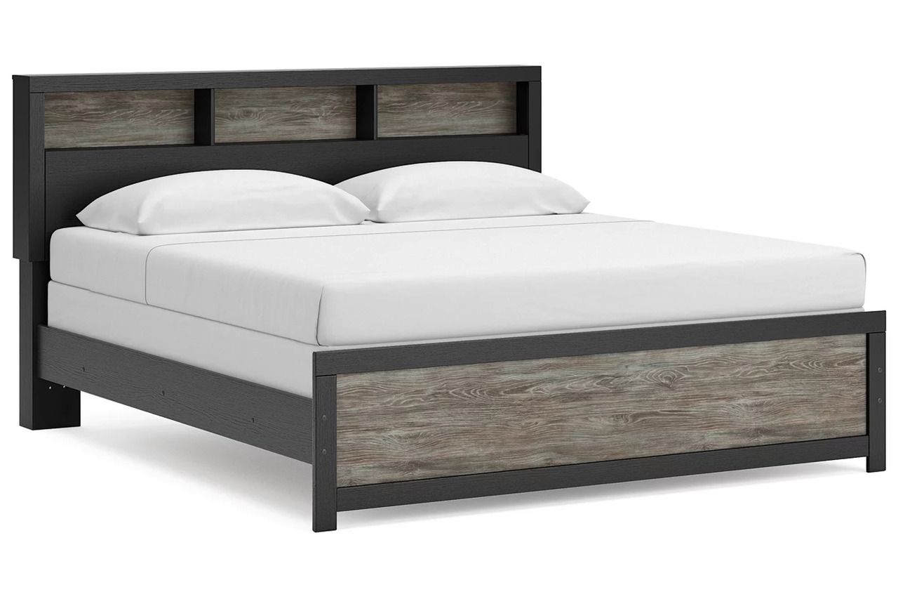 Ryderton King Bookcase Bed In Black and Gray NCB1118B6
