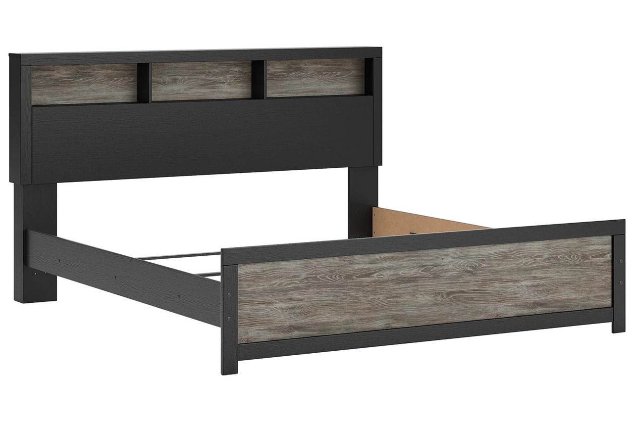 Ryderton King Bookcase Bed In Black and Gray NCB1118B6