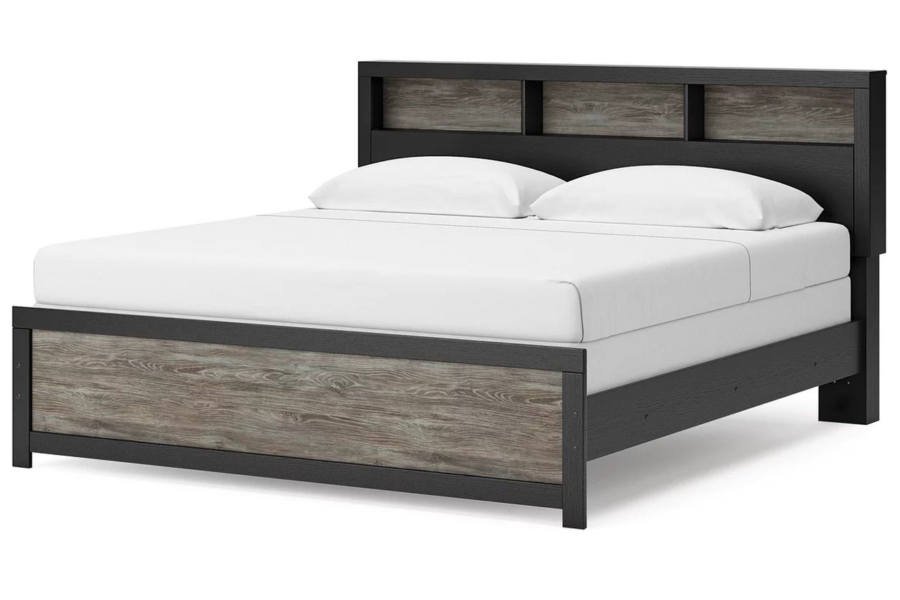 Ryderton King Bookcase Bed In Black and Gray NCB1118B6