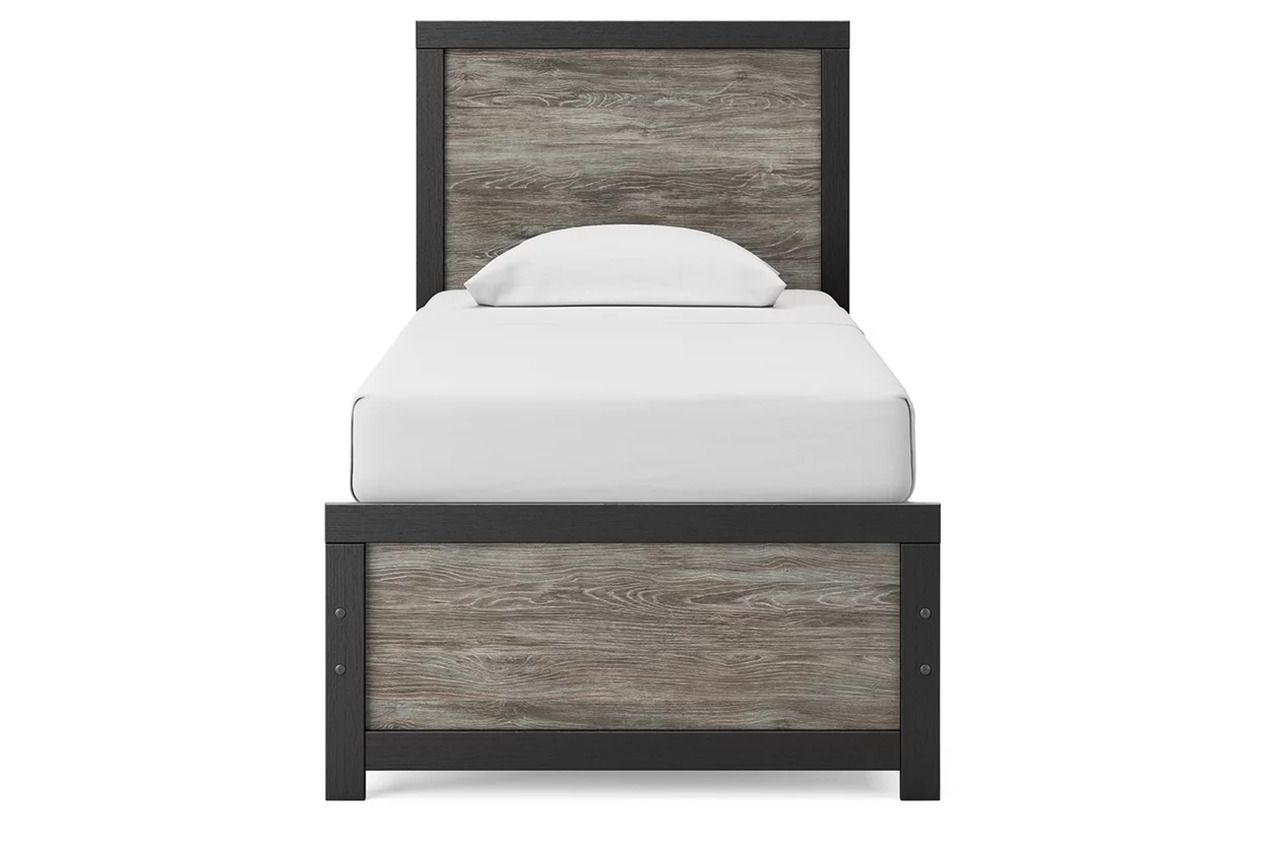Ryderton Twin Panel Bed In Black and Gray NCB1118B8