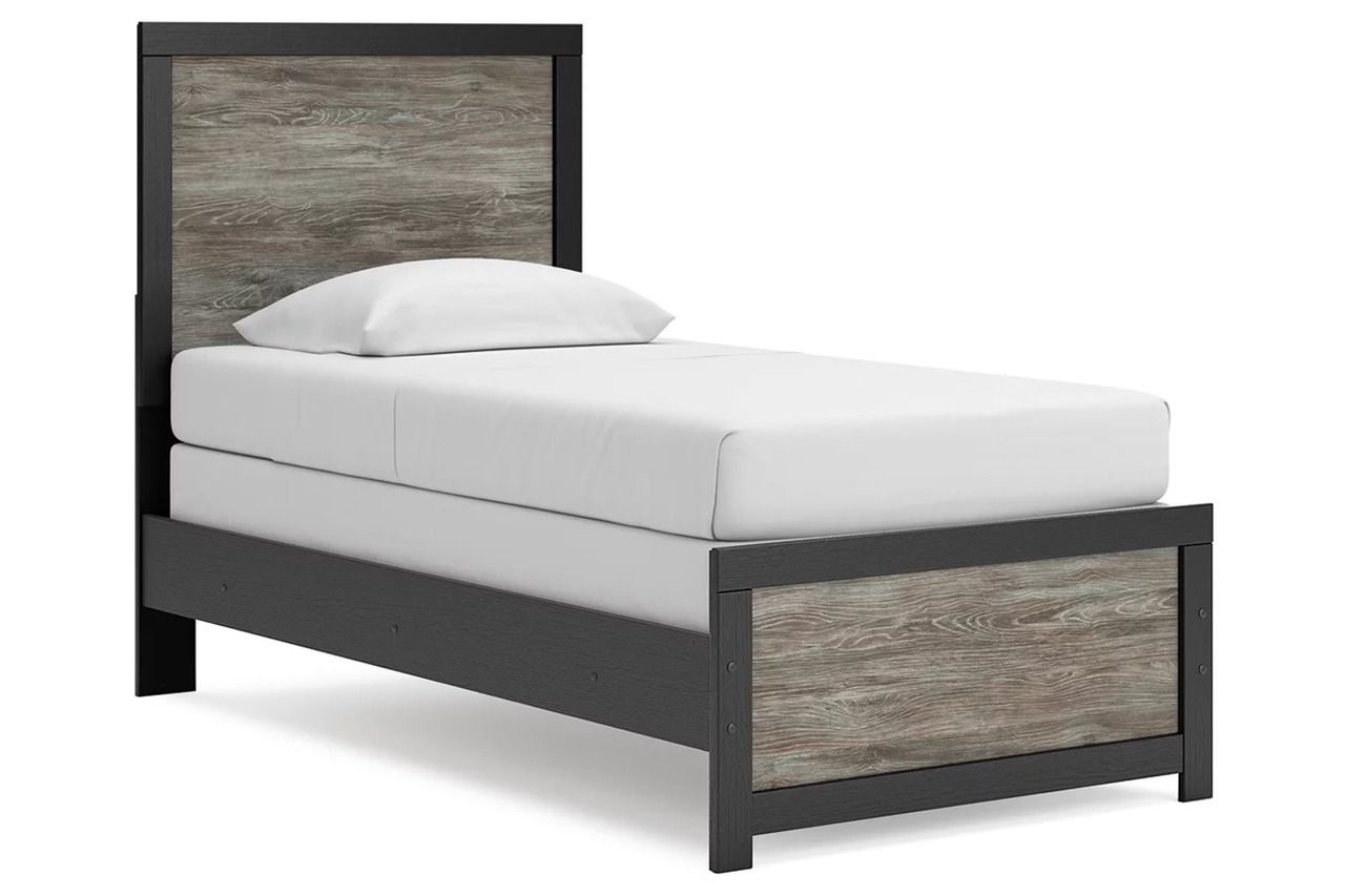 Ryderton Twin Panel Bed In Black and Gray NCB1118B8