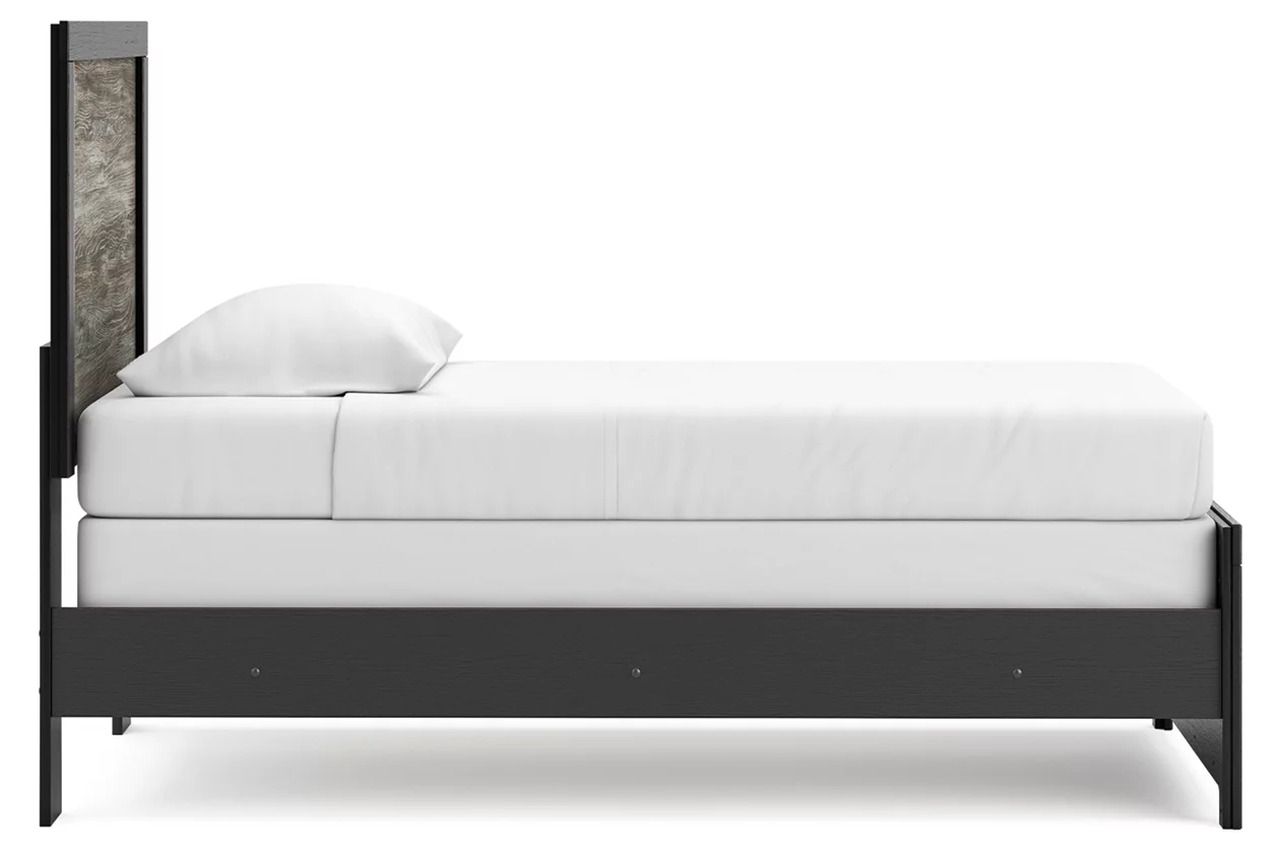 Ryderton Twin Panel Bed In Black and Gray NCB1118B8