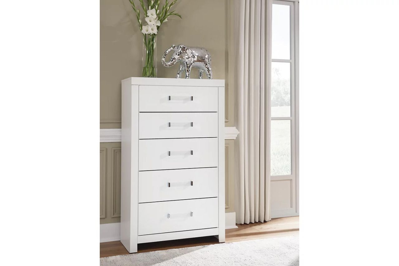 Marzoni Five Drawer Chest In White NCB111946