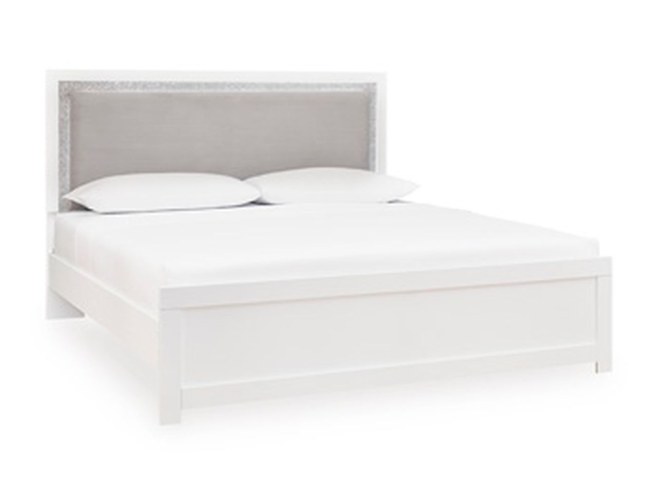 Marzoni Queen Upholstered Panel Headboard In White and Gray NCB111957