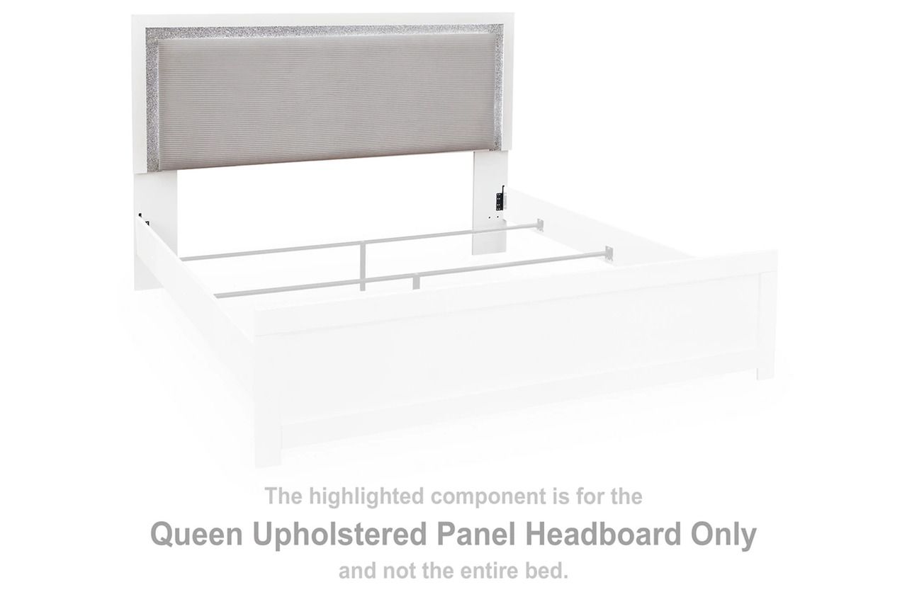 Marzoni Queen Upholstered Panel Headboard In White and Gray NCB111957