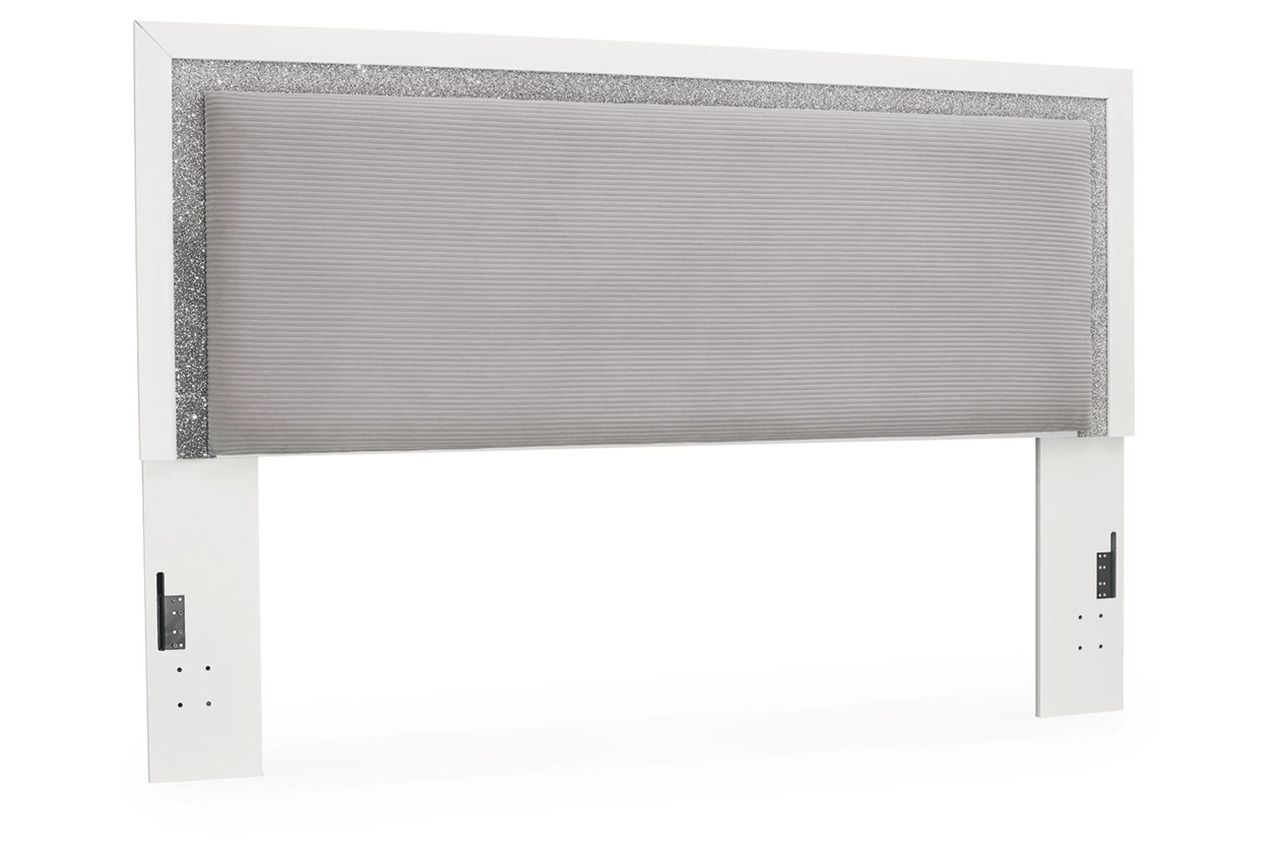 Marzoni King Upholstered Panel Headboard In White and Gray NCB111958