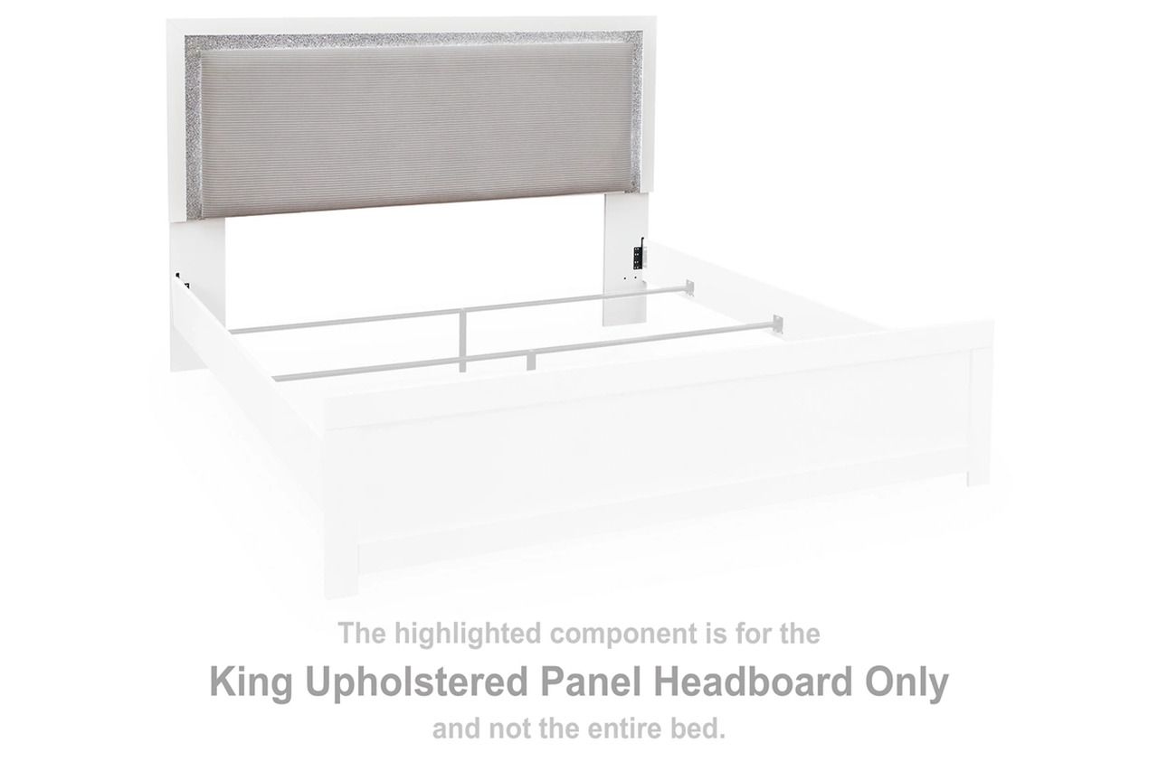 Marzoni King Upholstered Panel Headboard In White and Gray NCB111958
