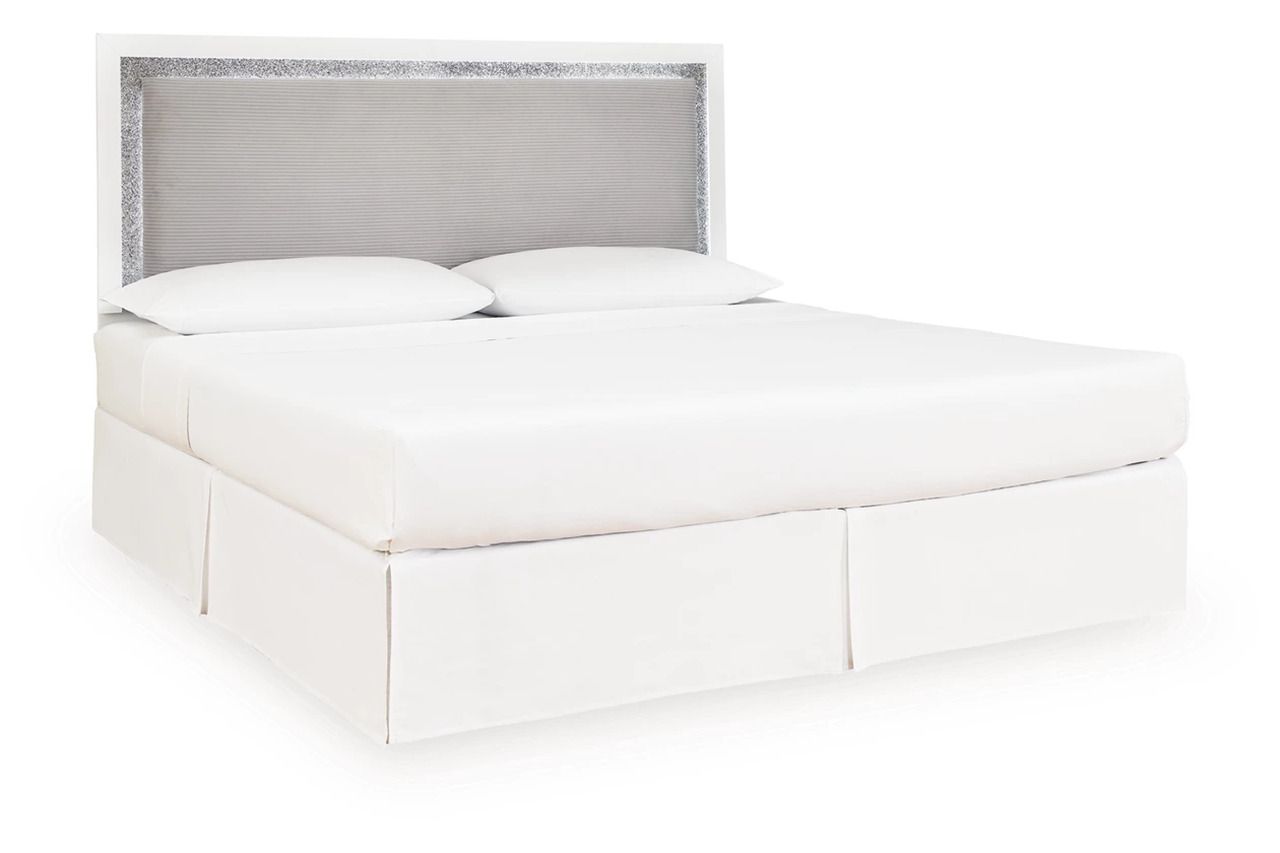 Marzoni King Upholstered Panel Headboard In White and Gray NCB111958