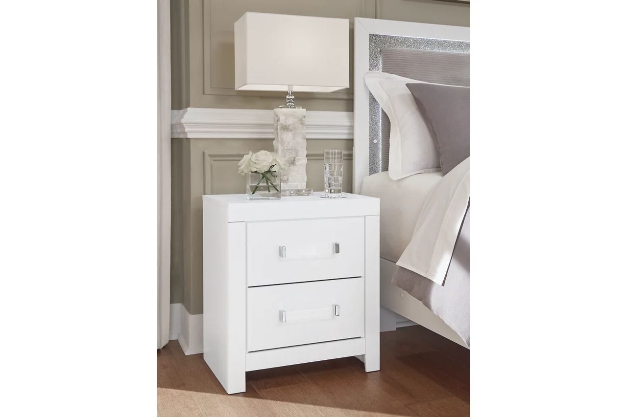 Marzoni Two Drawer NightStand In White NCB111992