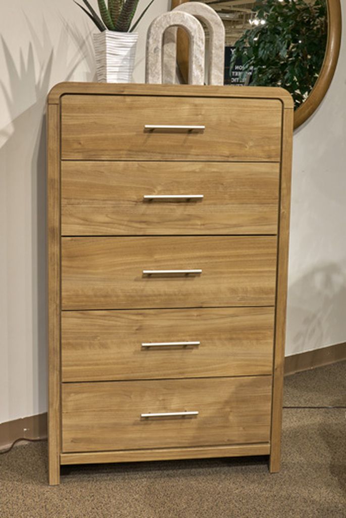 Dayella Five Drawer Chest In Warm Natural Brown NCB112146