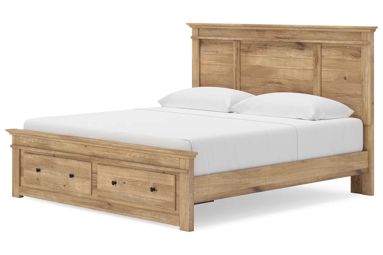 Allihauser King Panel Storage Bed In Tan NCB1170B13