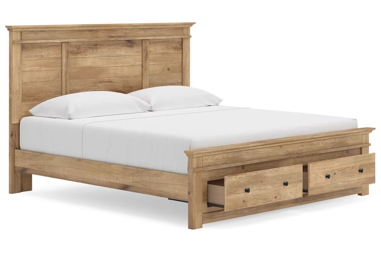 Allihauser King Panel Storage Bed In Tan NCB1170B13