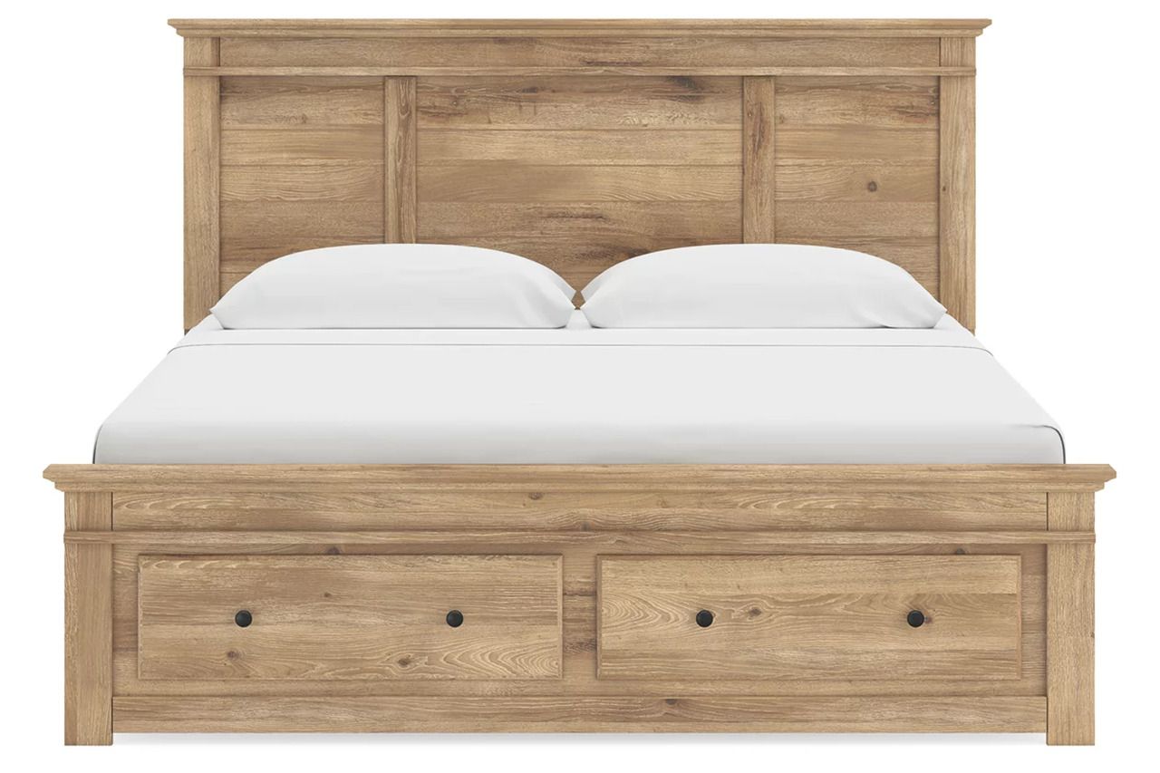 Allihauser King Panel Storage Bed In Tan NCB1170B13