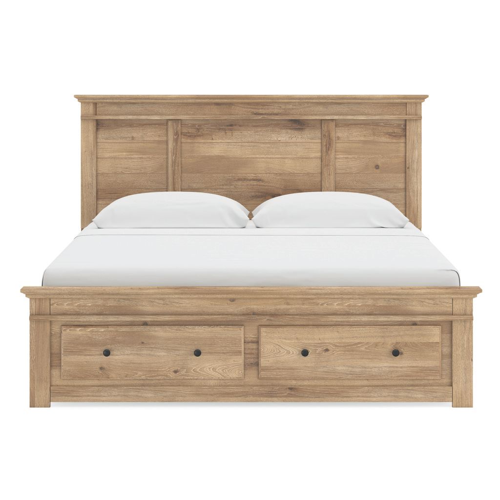 Allihauser King Panel Storage Bed In Tan NCB1170B13