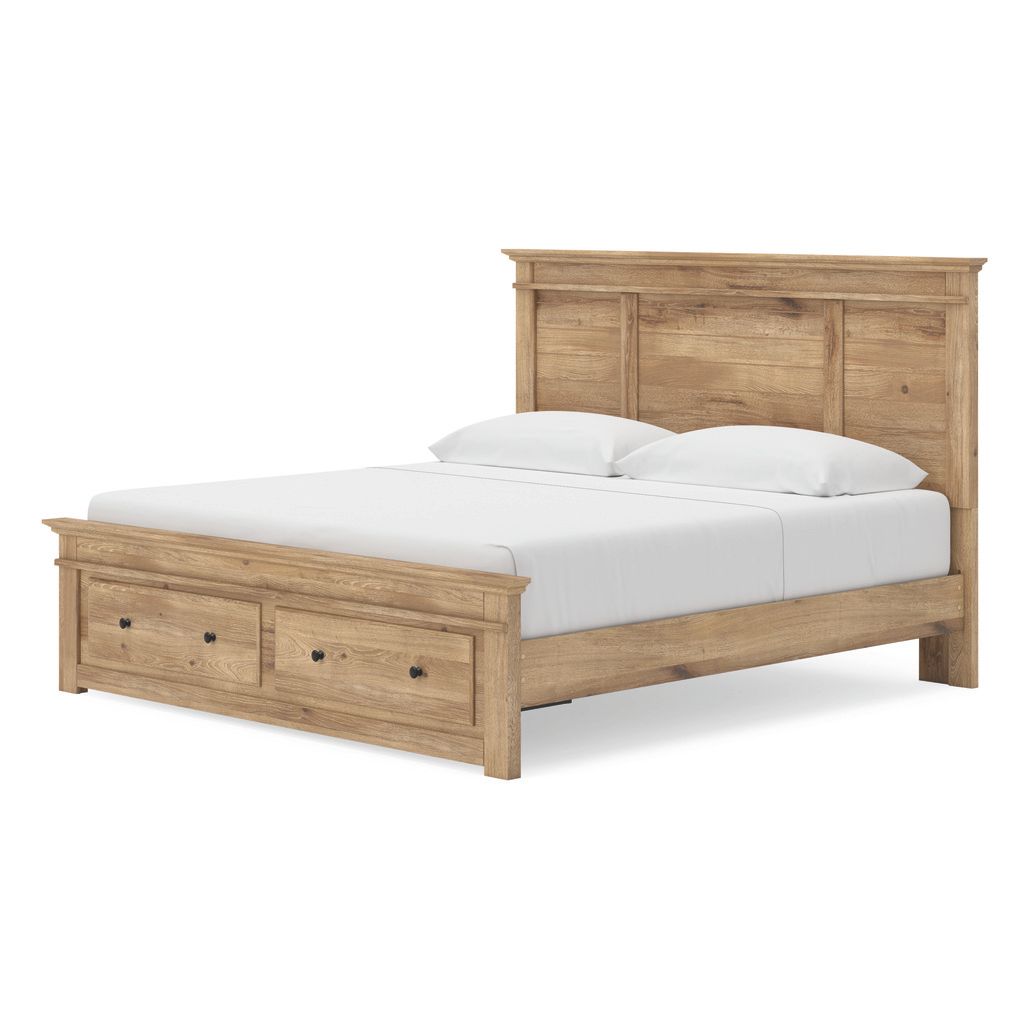 Allihauser King Panel Storage Bed In Tan NCB1170B13