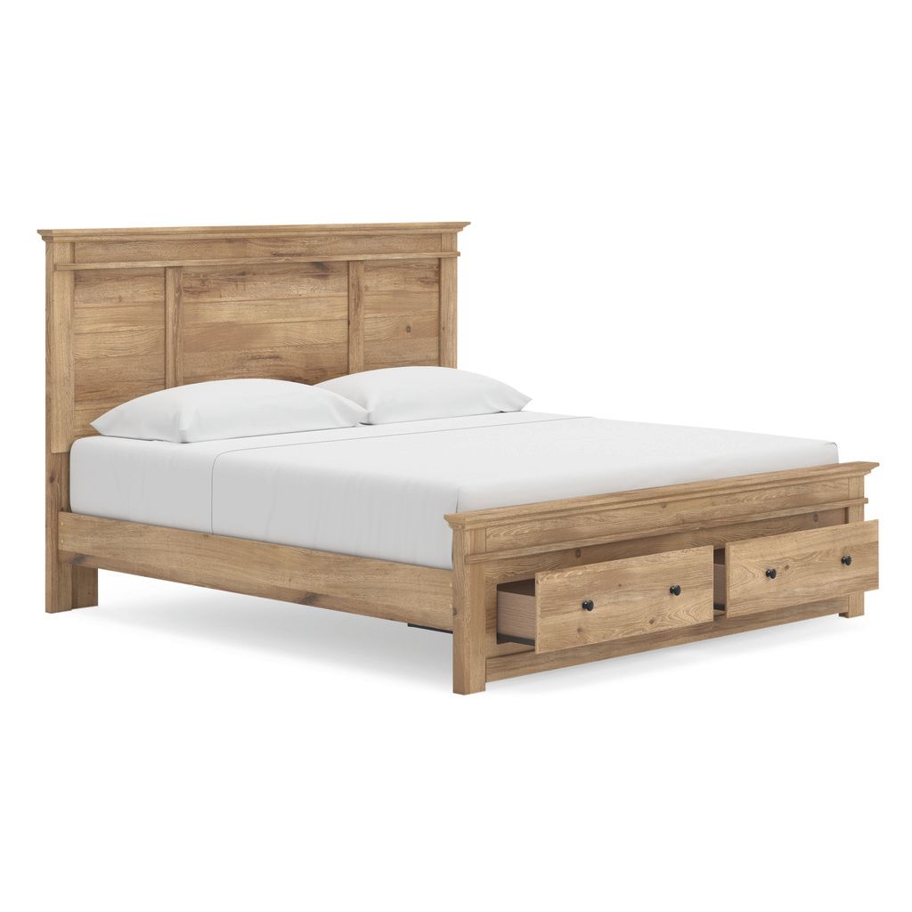 Allihauser King Panel Storage Bed In Tan NCB1170B13