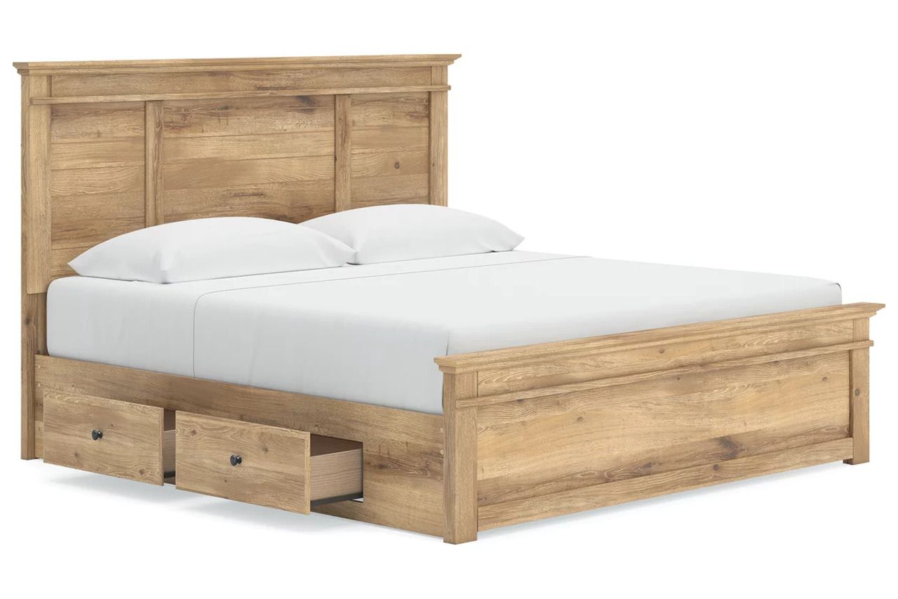 Allihauser King Panel Storage Bed In Tan NCB1170B14