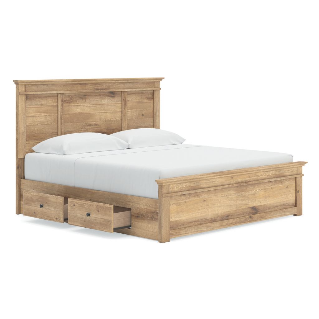 Allihauser King Panel Storage Bed In Tan NCB1170B14