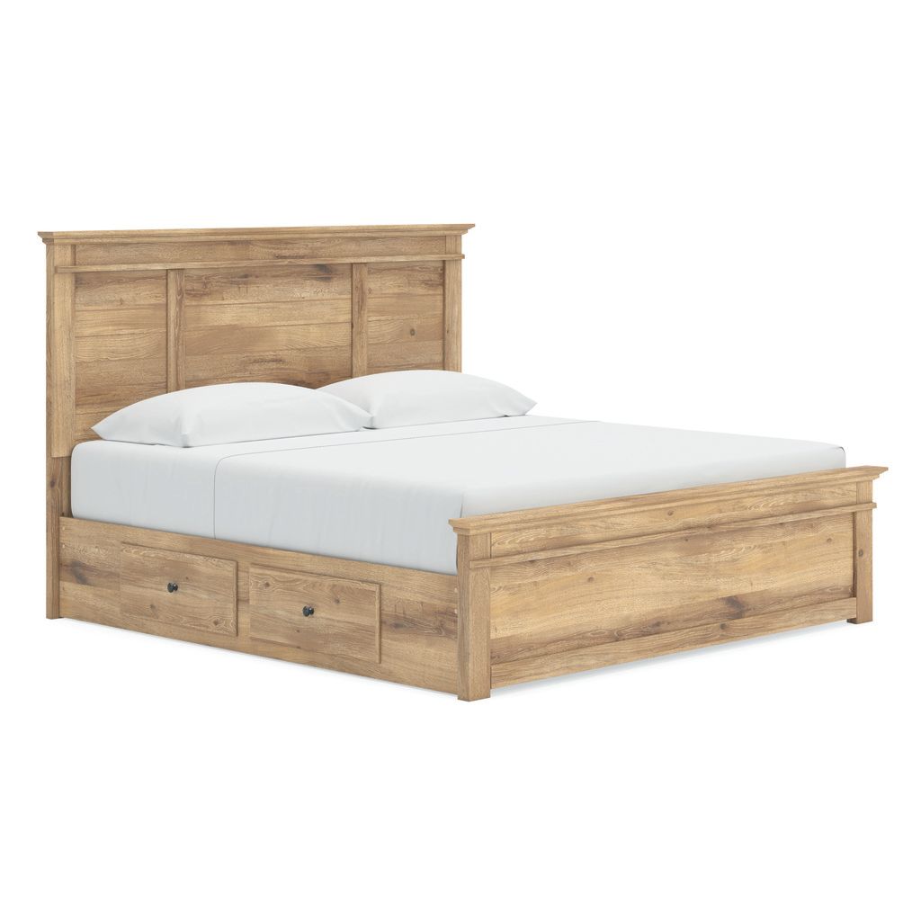 Allihauser King Panel Storage Bed In Tan NCB1170B14