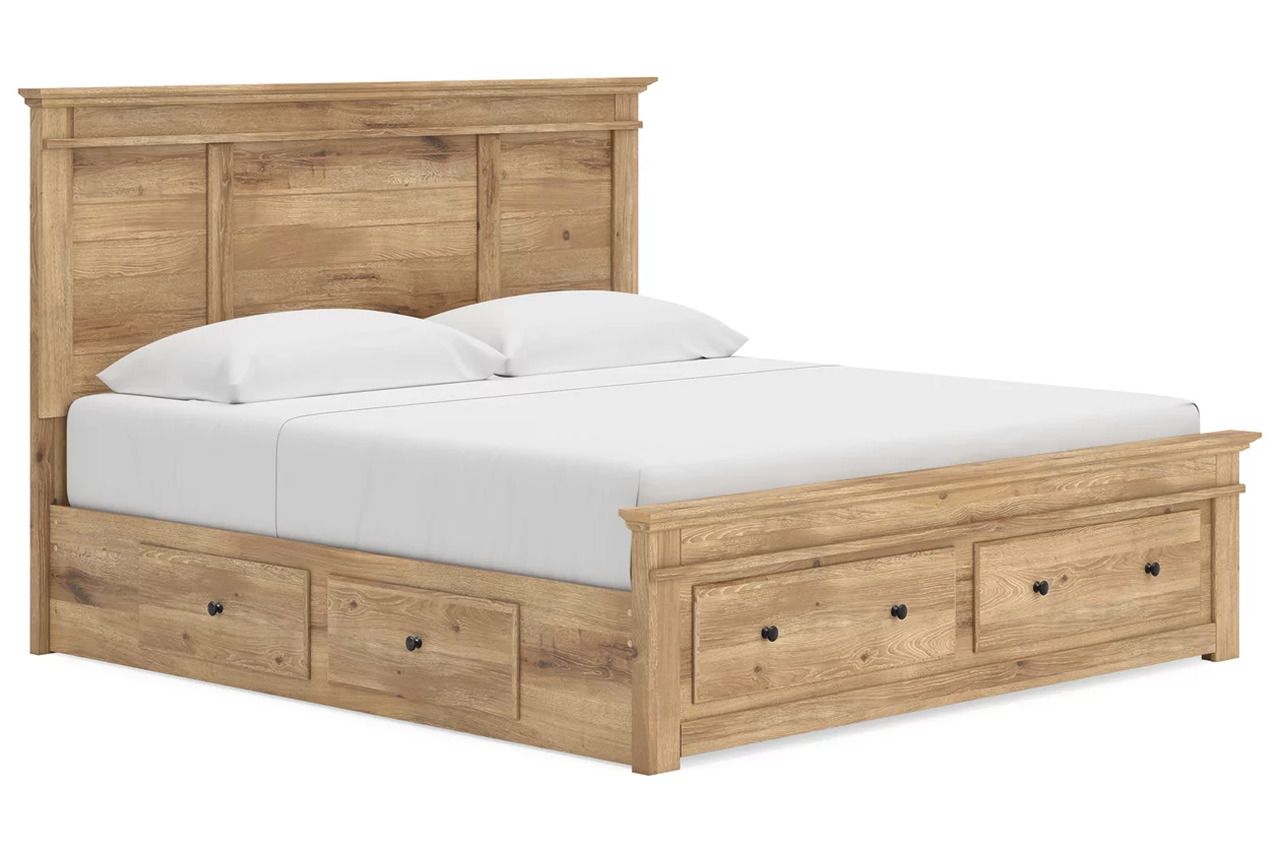 Allihauser King Panel Storage Bed In Tan NCB1170B15