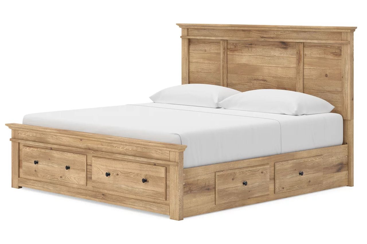 Allihauser King Panel Storage Bed In Tan NCB1170B15