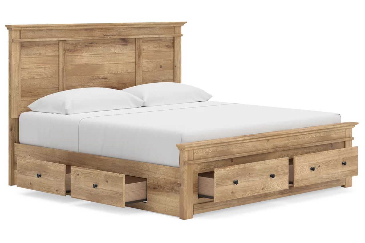 Allihauser King Panel Storage Bed In Tan NCB1170B15