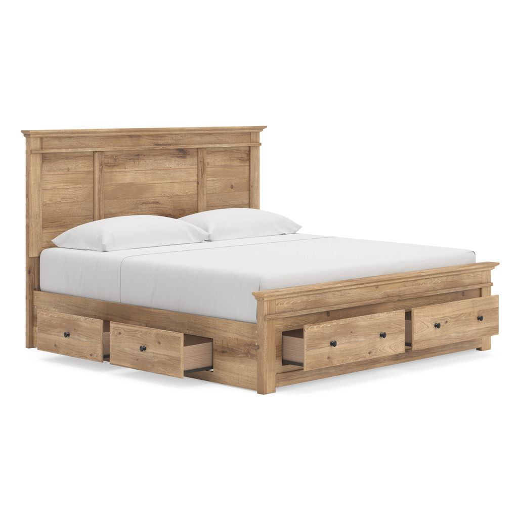 Allihauser King Panel Storage Bed In Tan NCB1170B15