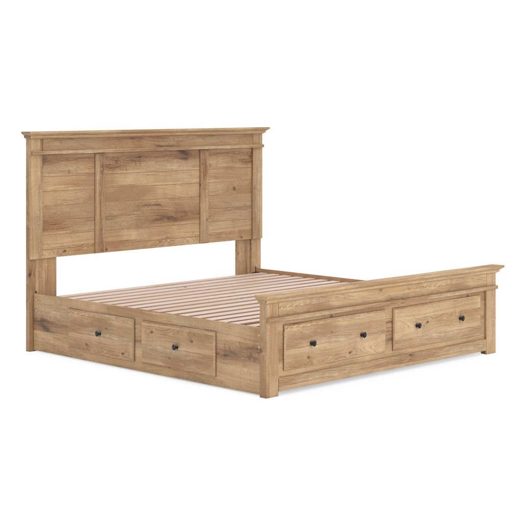 Allihauser King Panel Storage Bed In Tan NCB1170B15