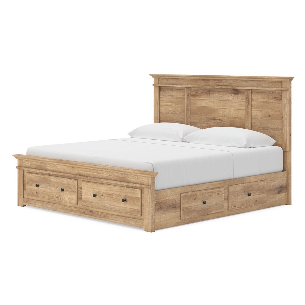 Allihauser King Panel Storage Bed In Tan NCB1170B15
