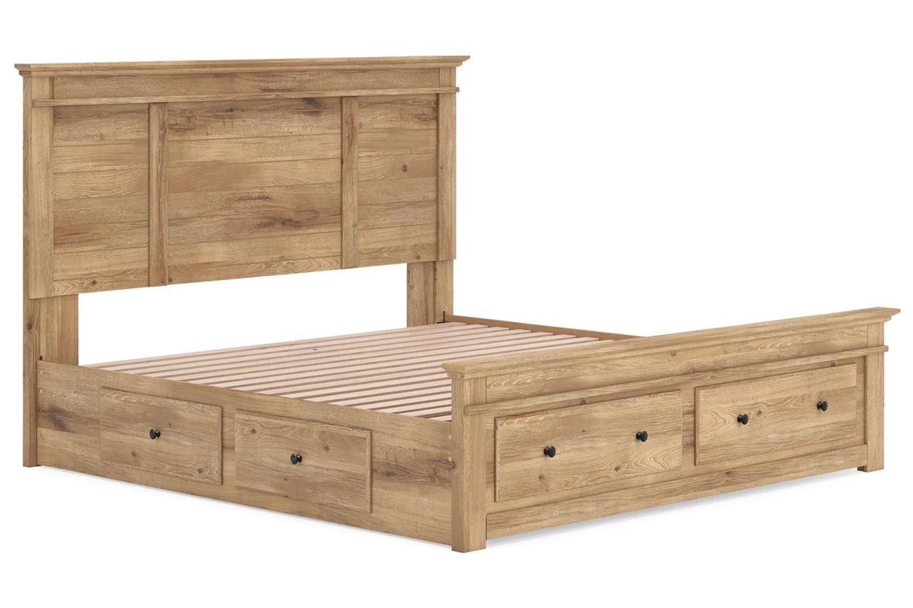 Allihauser King Panel Storage Bed In Tan NCB1170B16