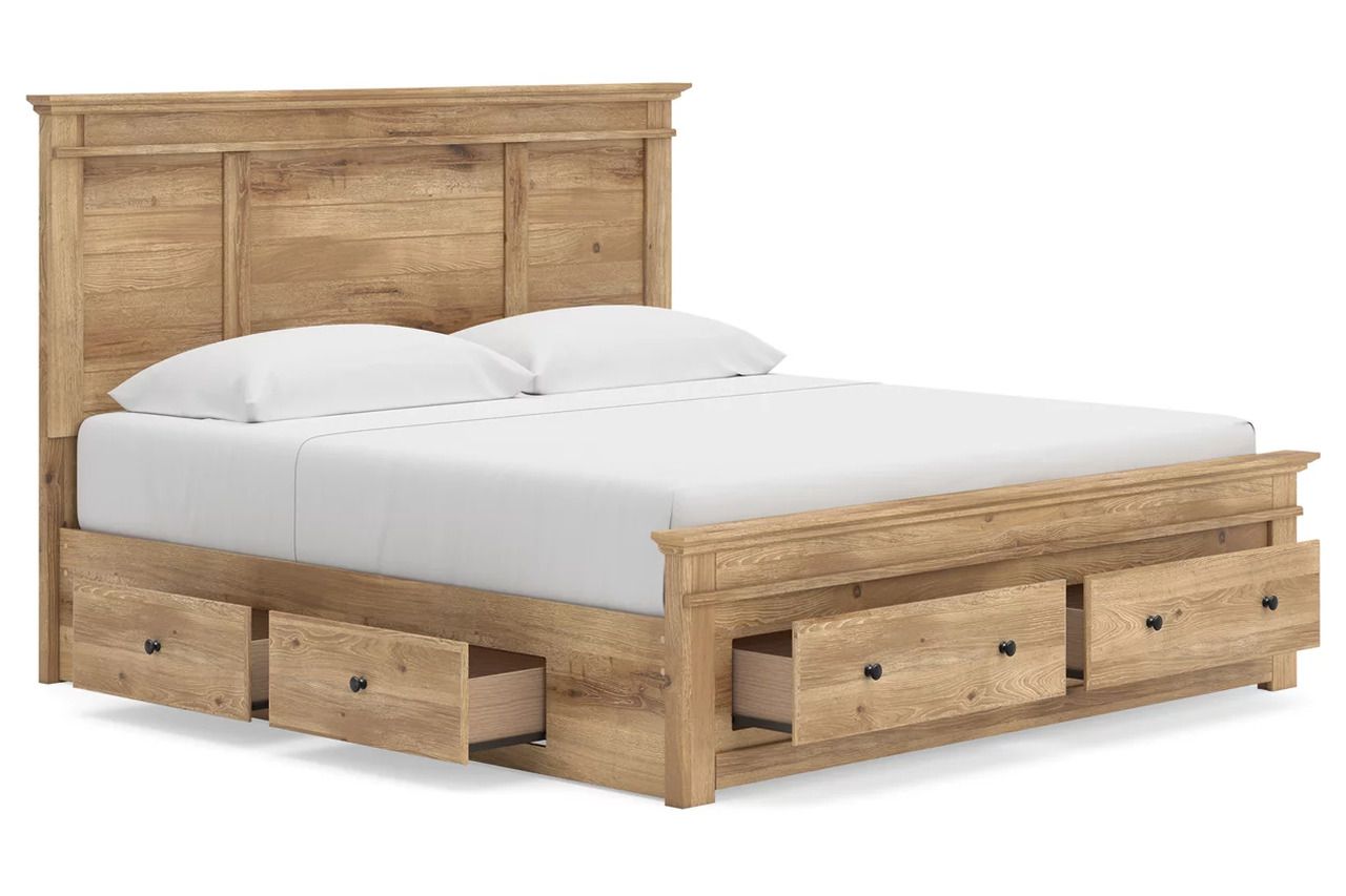 Allihauser King Panel Storage Bed In Tan NCB1170B16