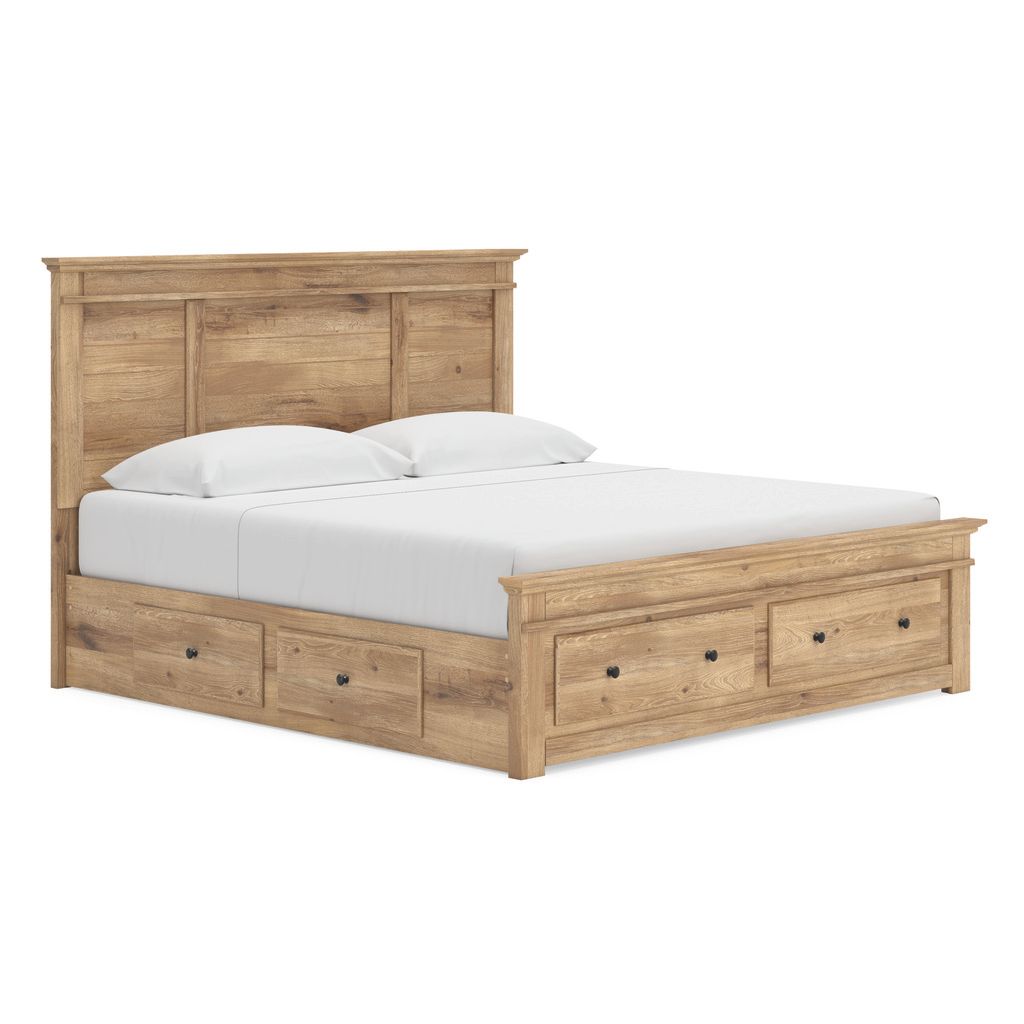 Allihauser King Panel Storage Bed In Tan NCB1170B16