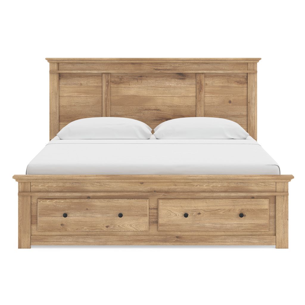 Allihauser King Panel Storage Bed In Tan NCB1170B16