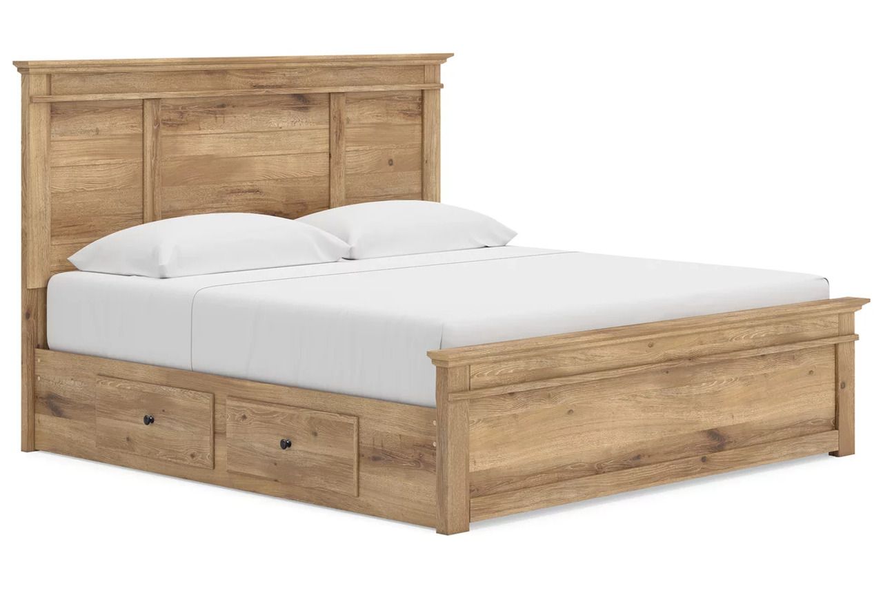 Allihauser King Panel Storage Bed In Tan NCB1170B17