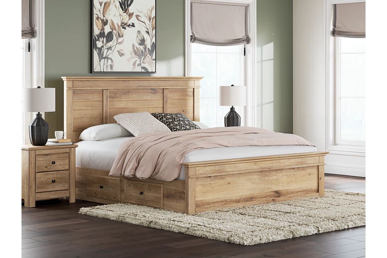 Allihauser King Panel Storage Bed In Tan NCB1170B17