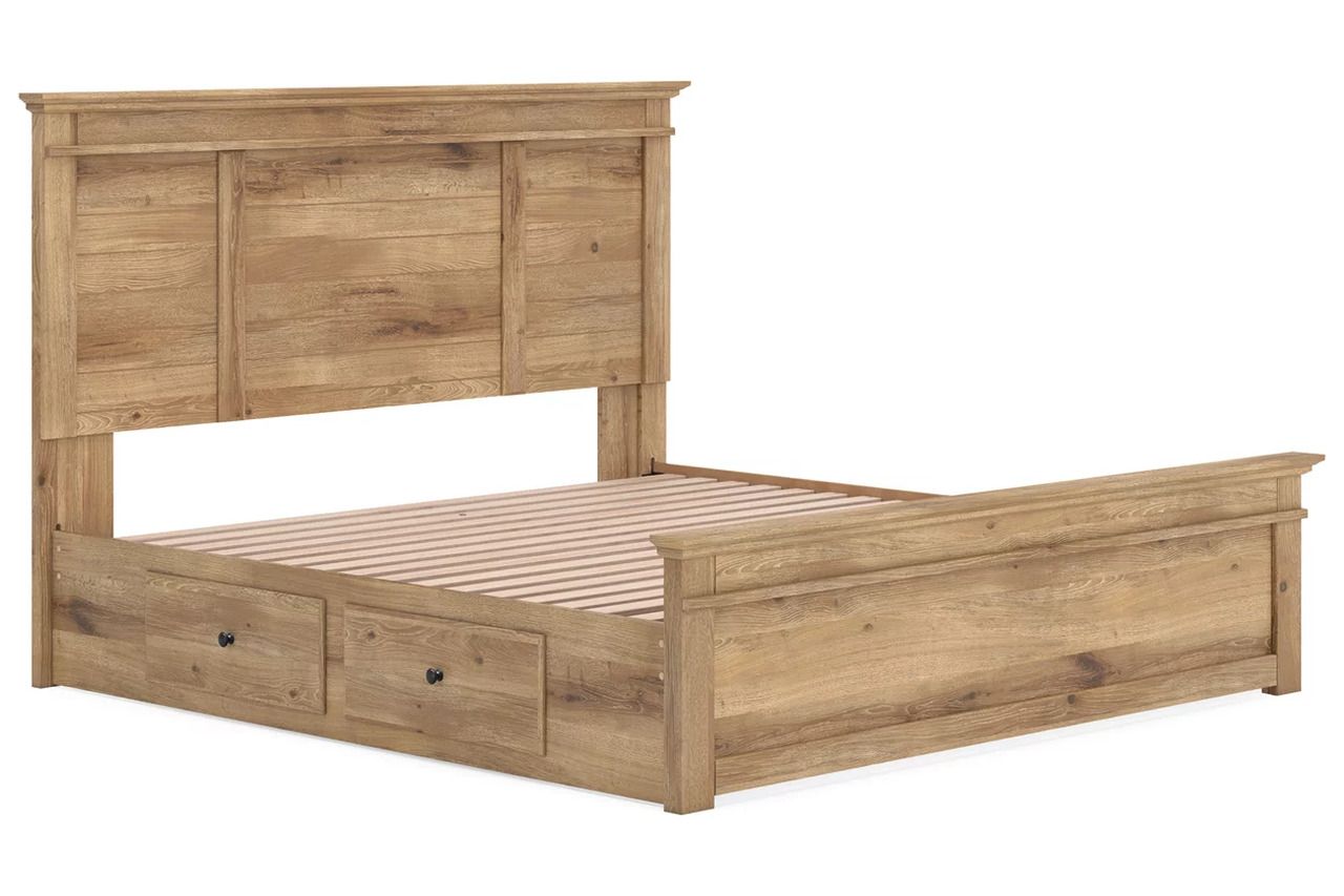 Allihauser King Panel Storage Bed In Tan NCB1170B17