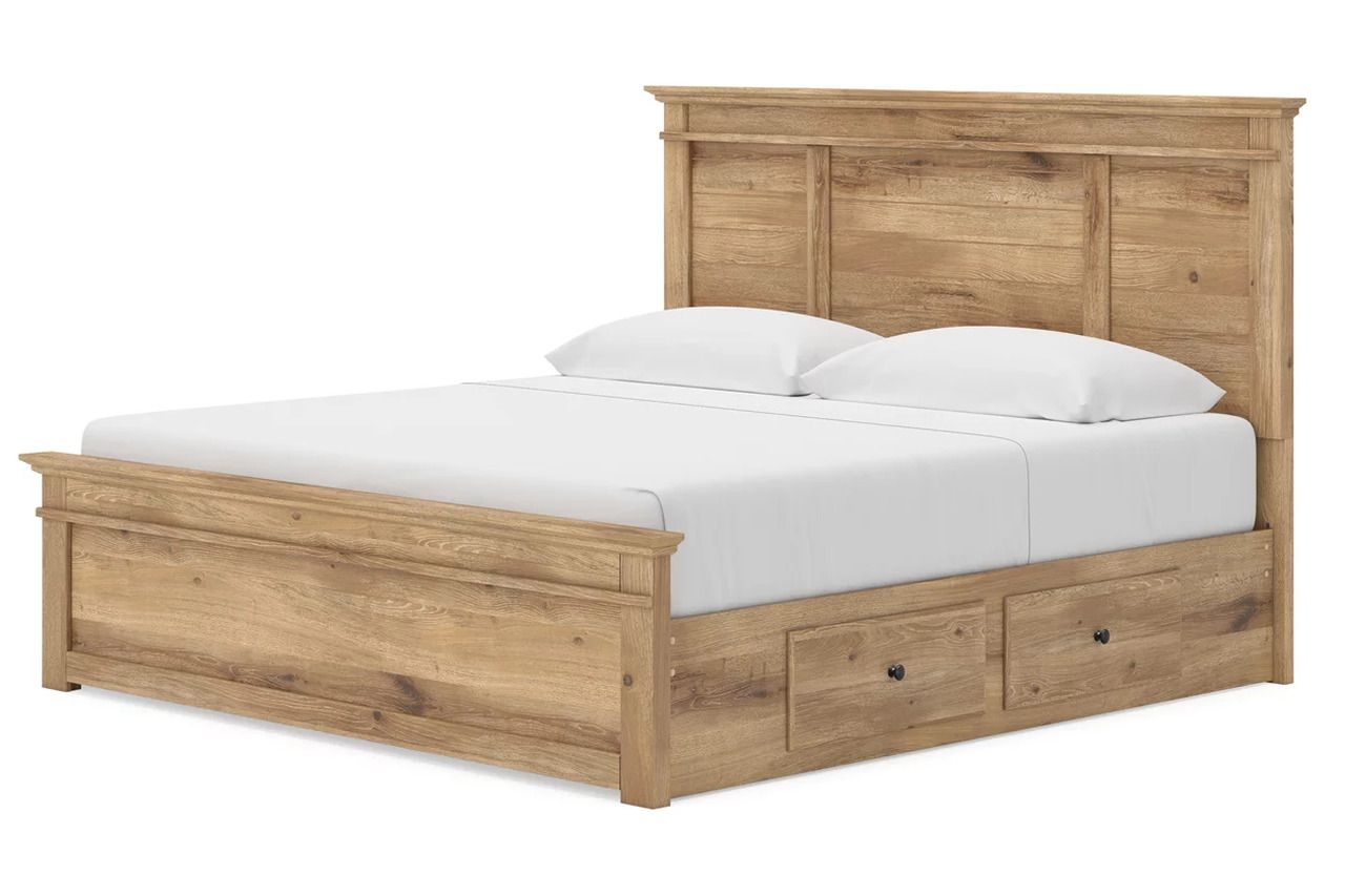 Allihauser King Panel Storage Bed In Tan NCB1170B17