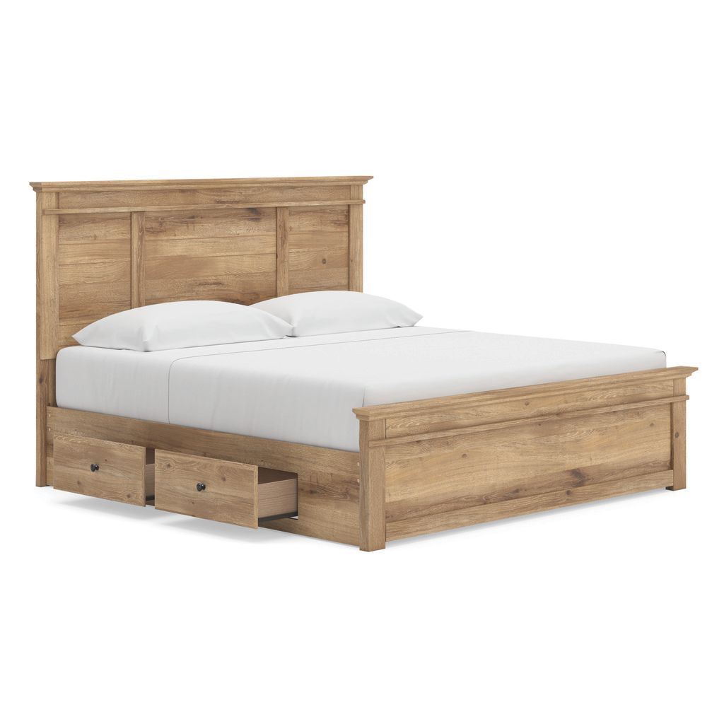 Allihauser King Panel Storage Bed In Tan NCB1170B17