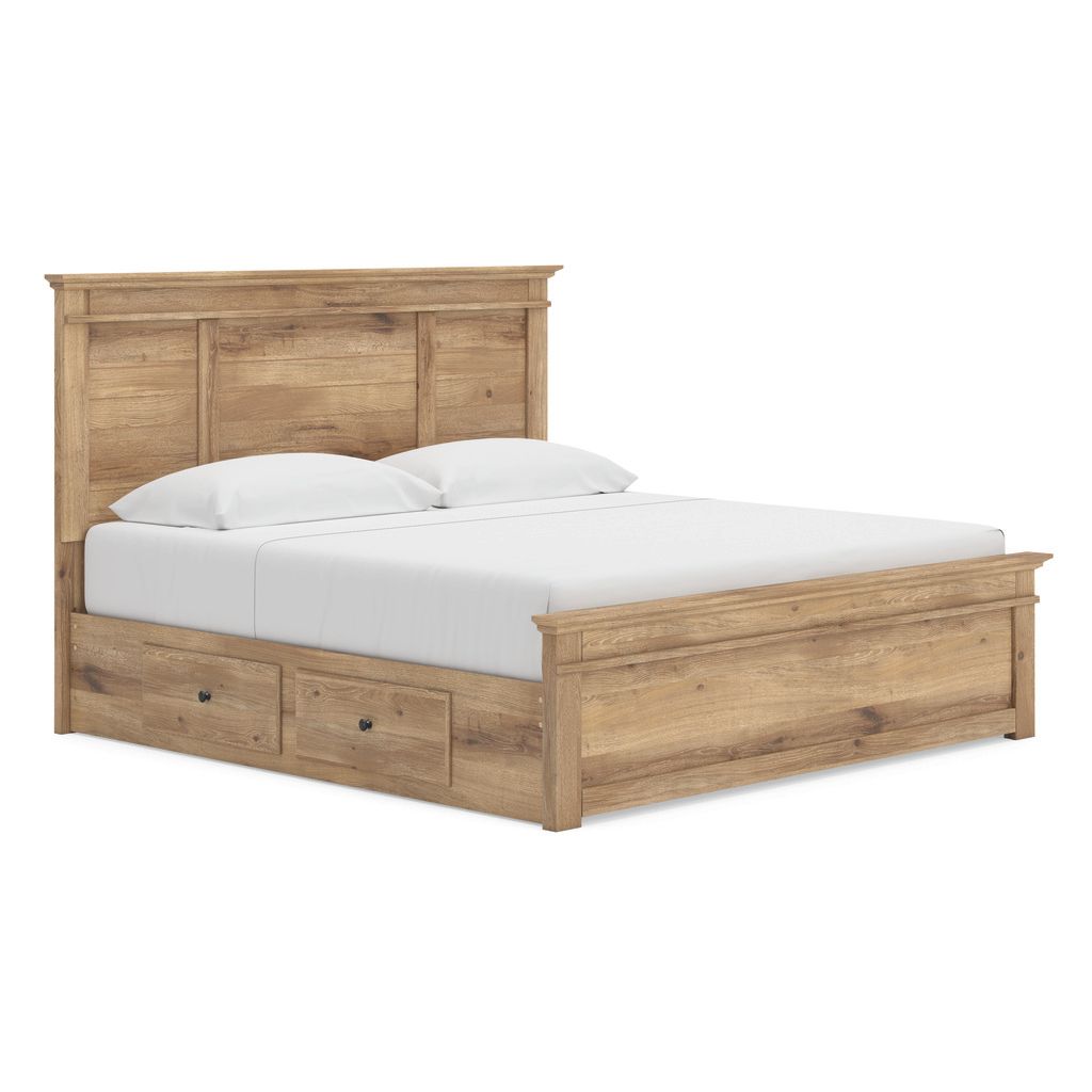Allihauser King Panel Storage Bed In Tan NCB1170B17