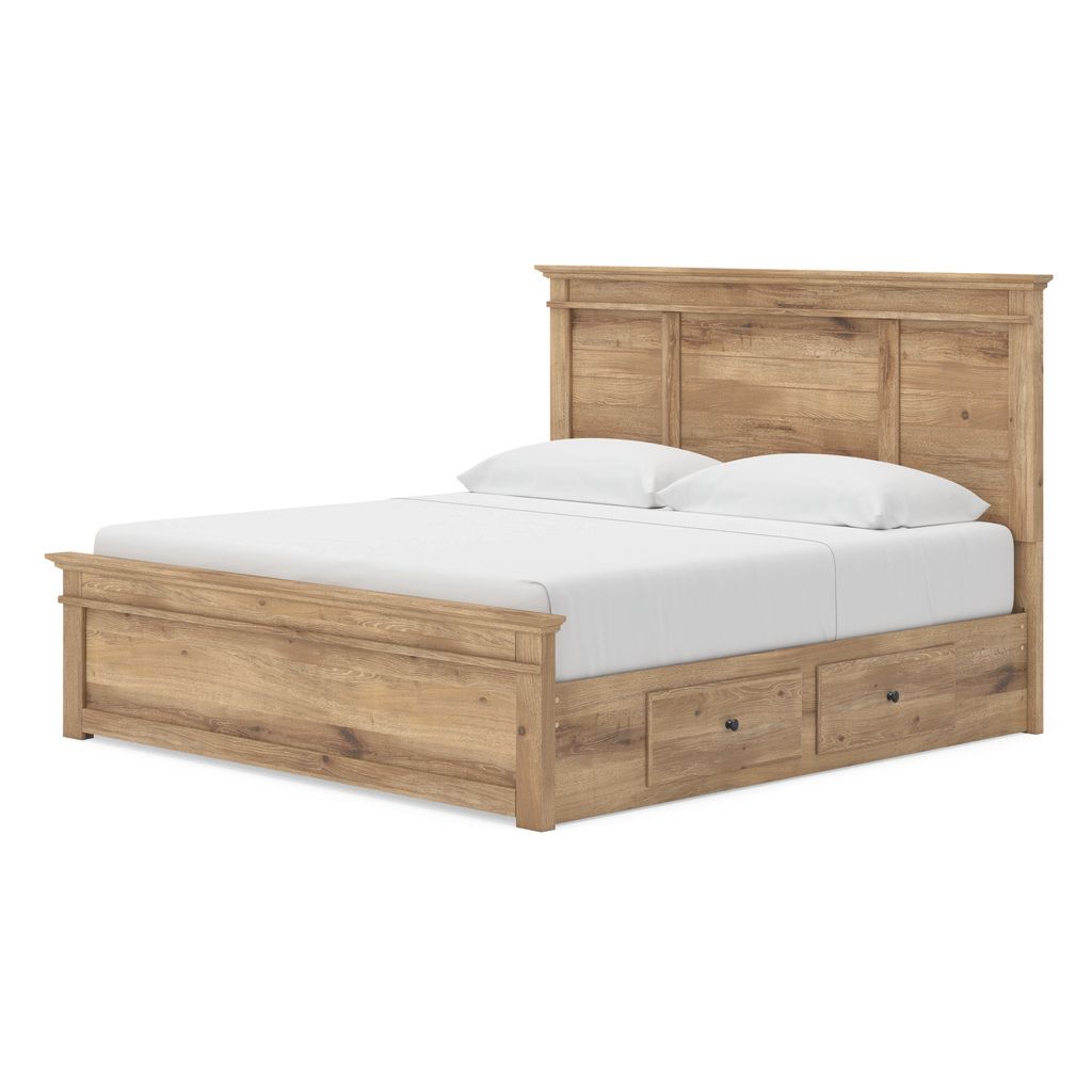 Allihauser King Panel Storage Bed In Tan NCB1170B17