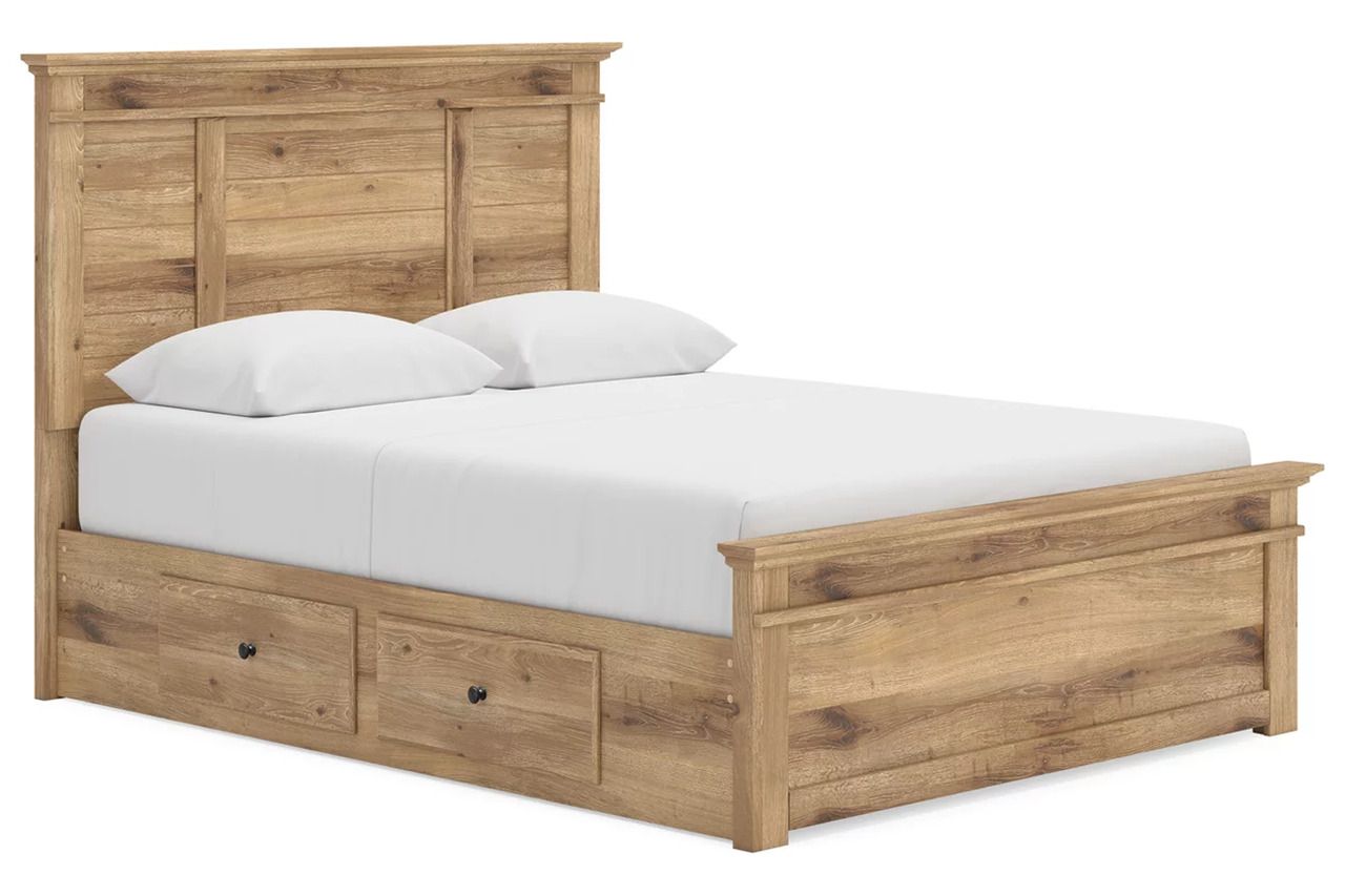 Allihauser Queen Panel Storage Bed In Tan NCB1170B8