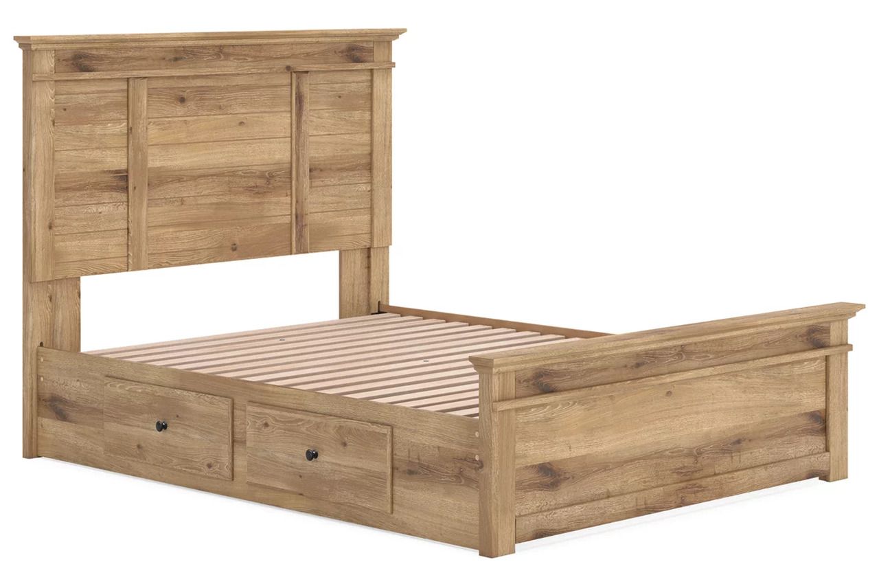 Allihauser Queen Panel Storage Bed In Tan NCB1170B8